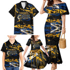 Personalized Parramatta Eels Family Matching Mermaid Dress and Hawaiian Shirt Graffiti Grunge Abstract Urban Street Style Design