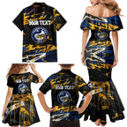 Personalized Parramatta Eels Family Matching Mermaid Dress and Hawaiian Shirt Graffiti Grunge Abstract Urban Street Style Design