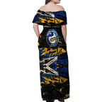 Personalized Parramatta Eels Family Matching Off Shoulder Maxi Dress and Hawaiian Shirt Graffiti Grunge Abstract Urban Street Style Design