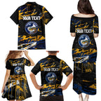 Personalized Parramatta Eels Family Matching Puletasi and Hawaiian Shirt Graffiti Grunge Abstract Urban Street Style Design
