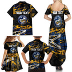 Personalized Parramatta Eels Family Matching Summer Maxi Dress and Hawaiian Shirt Graffiti Grunge Abstract Urban Street Style Design