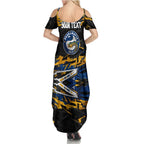 Personalized Parramatta Eels Family Matching Summer Maxi Dress and Hawaiian Shirt Graffiti Grunge Abstract Urban Street Style Design