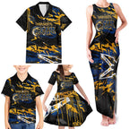 Personalized Parramatta Eels Family Matching Tank Maxi Dress and Hawaiian Shirt Graffiti Grunge Abstract Urban Street Style Design