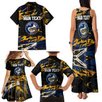 Personalized Parramatta Eels Family Matching Tank Maxi Dress and Hawaiian Shirt Graffiti Grunge Abstract Urban Street Style Design