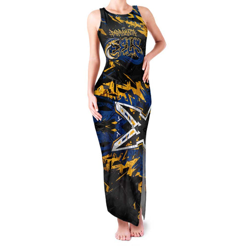 Personalized Parramatta Eels Family Matching Tank Maxi Dress and Hawaiian Shirt Graffiti Grunge Abstract Urban Street Style Design