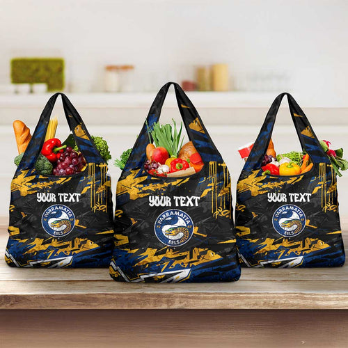 Personalized Parramatta Eels Grocery Bag Graffiti Grunge Abstract Urban Street Style Design