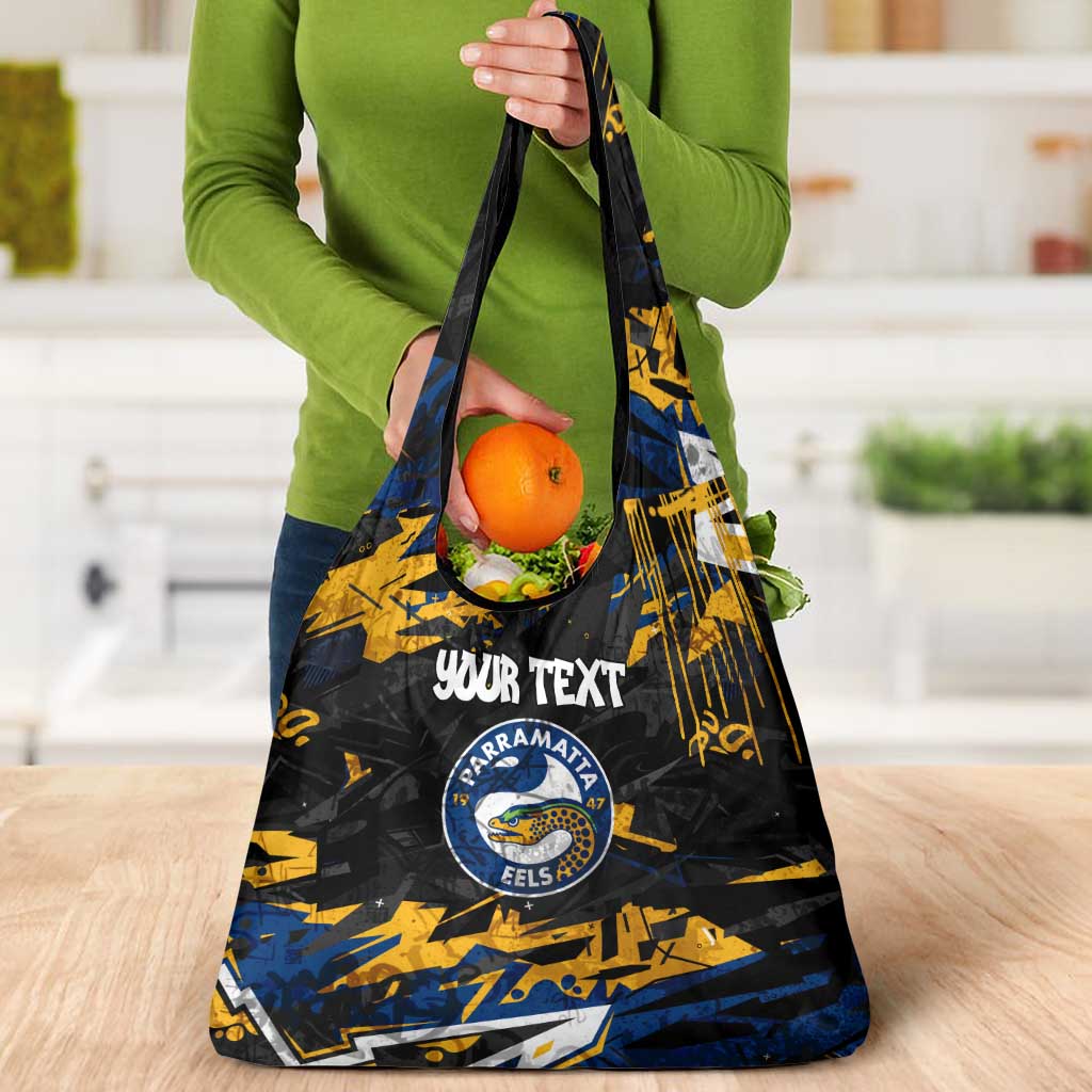 Personalized Parramatta Eels Grocery Bag Graffiti Grunge Abstract Urban Street Style Design