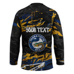 Personalized Parramatta Eels Hockey Jersey Graffiti Grunge Abstract Urban Street Style Design