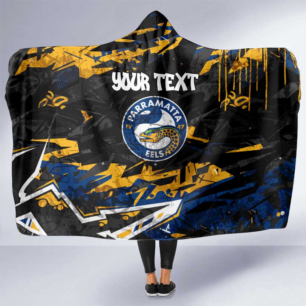 Personalized Parramatta Eels Hooded Blanket Graffiti Grunge Abstract Urban Street Style Design