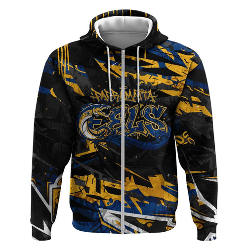 Personalized Parramatta Eels Hoodie Graffiti Grunge Abstract Urban Street Style Design