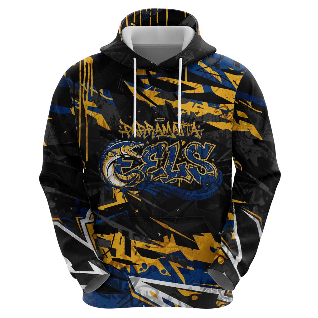 Personalized Parramatta Eels Hoodie Graffiti Grunge Abstract Urban Street Style Design