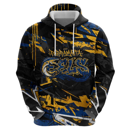 Personalized Parramatta Eels Hoodie Graffiti Grunge Abstract Urban Street Style Design