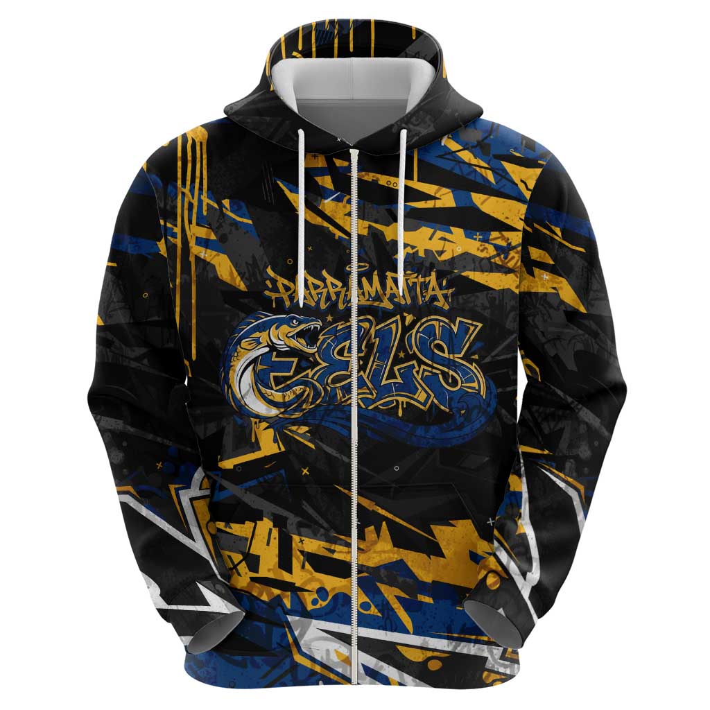 Personalized Parramatta Eels Hoodie Graffiti Grunge Abstract Urban Street Style Design