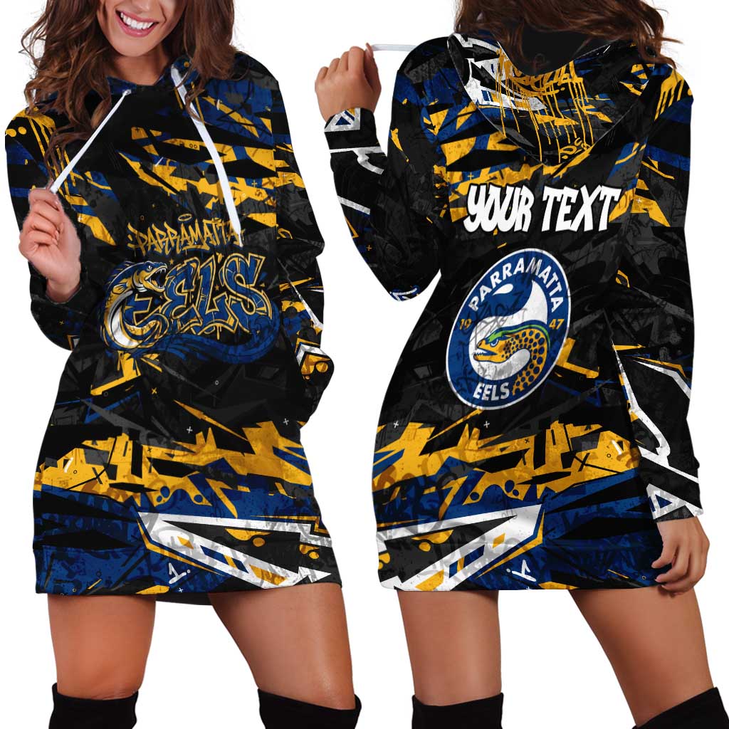 Personalized Parramatta Eels Hoodie Dress Graffiti Grunge Abstract Urban Street Style Design