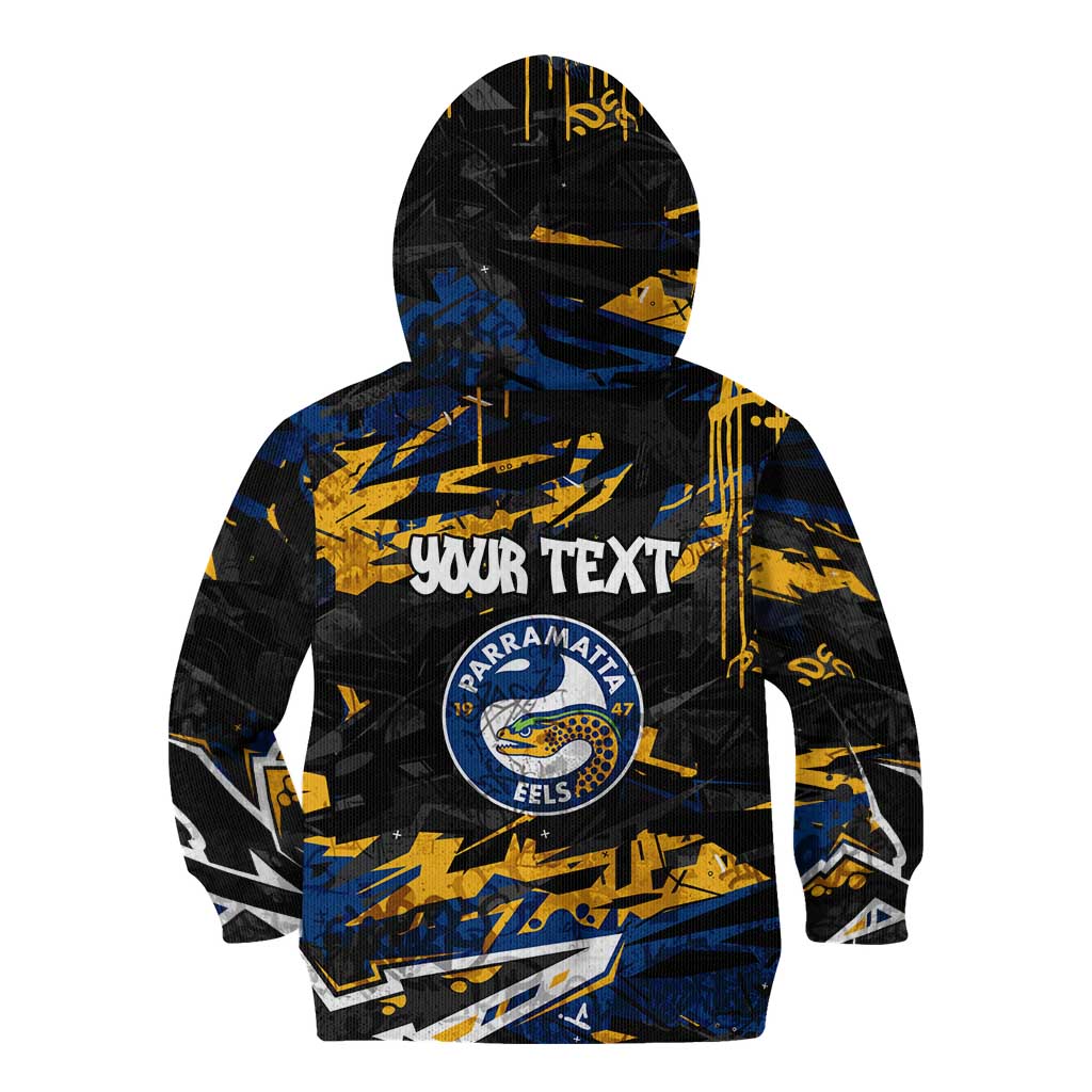 Personalized Parramatta Eels Kid Hoodie Graffiti Grunge Abstract Urban Street Style Design