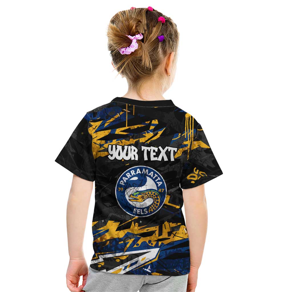 Personalized Parramatta Eels Kid T Shirt Graffiti Grunge Abstract Urban Street Style Design