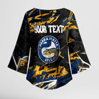 Personalized Parramatta Eels Kimono Sleeve Blouse Graffiti Grunge Abstract Urban Street Style Design