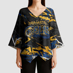 Personalized Parramatta Eels Kimono Sleeve Blouse Graffiti Grunge Abstract Urban Street Style Design