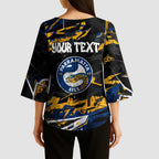 Personalized Parramatta Eels Kimono Sleeve Blouse Graffiti Grunge Abstract Urban Street Style Design