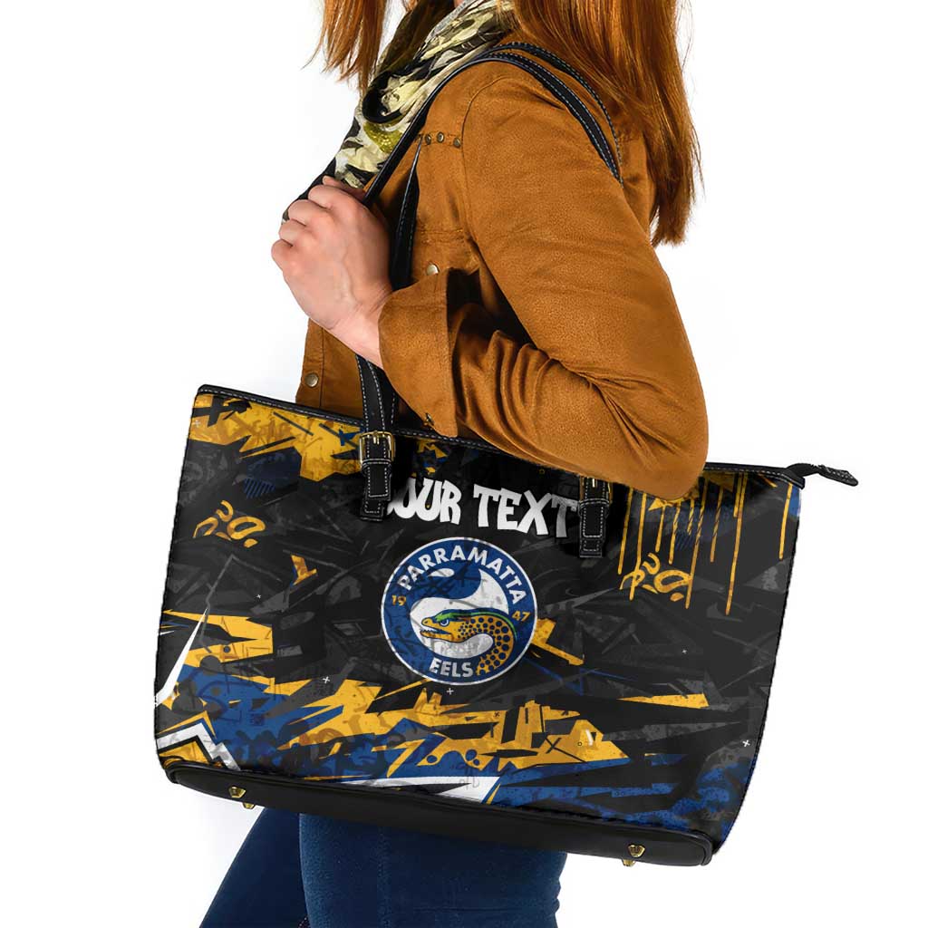 Personalized Parramatta Eels Leather Tote Bag Graffiti Grunge Abstract Urban Street Style Design
