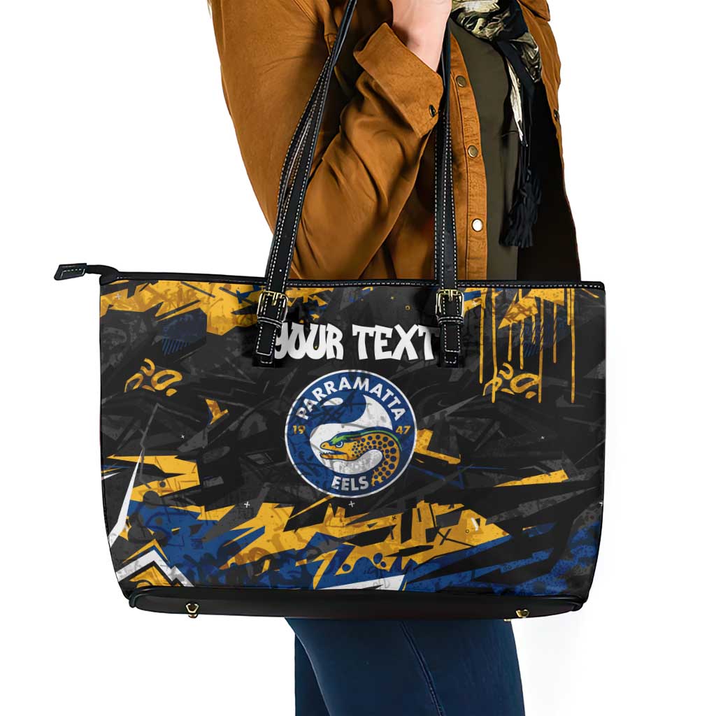 Personalized Parramatta Eels Leather Tote Bag Graffiti Grunge Abstract Urban Street Style Design