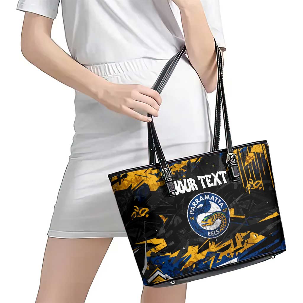 Personalized Parramatta Eels Leather Tote Bag Graffiti Grunge Abstract Urban Street Style Design