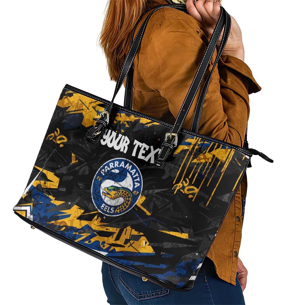 Personalized Parramatta Eels Leather Tote Bag Graffiti Grunge Abstract Urban Street Style Design