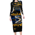 Personalized Parramatta Eels Long Sleeve Bodycon Dress Graffiti Grunge Abstract Urban Street Style Design