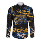 Personalized Parramatta Eels Long Sleeve Button Shirt Graffiti Grunge Abstract Urban Street Style Design