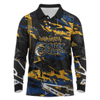 Personalized Parramatta Eels Long Sleeve Polo Shirt Graffiti Grunge Abstract Urban Street Style Design