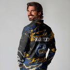 Personalized Parramatta Eels Long Sleeve Polo Shirt Graffiti Grunge Abstract Urban Street Style Design