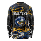 Personalized Parramatta Eels Long Sleeve Shirt Graffiti Grunge Abstract Urban Street Style Design