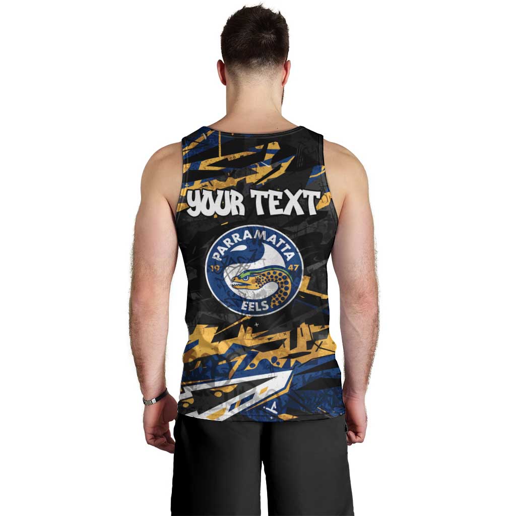 Personalized Parramatta Eels Men Tank Top Graffiti Grunge Abstract Urban Street Style Design