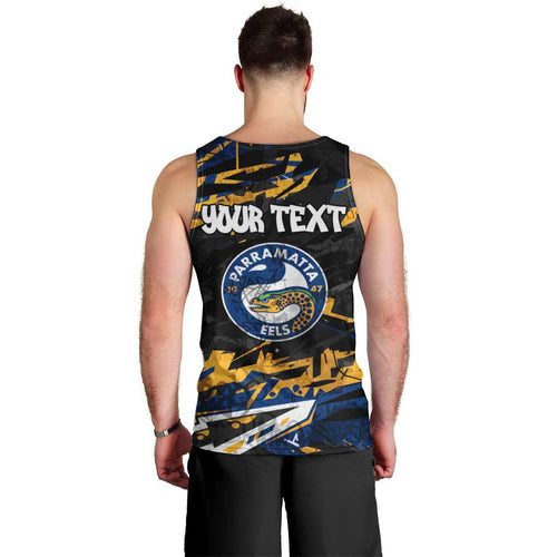 Personalized Parramatta Eels Men Tank Top Graffiti Grunge Abstract Urban Street Style Design