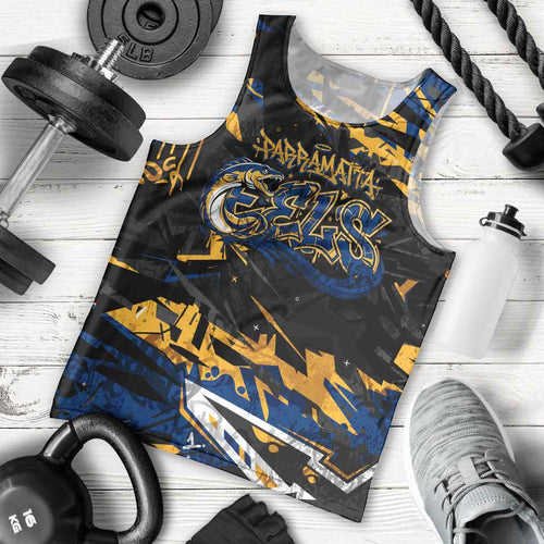 Personalized Parramatta Eels Men Tank Top Graffiti Grunge Abstract Urban Street Style Design