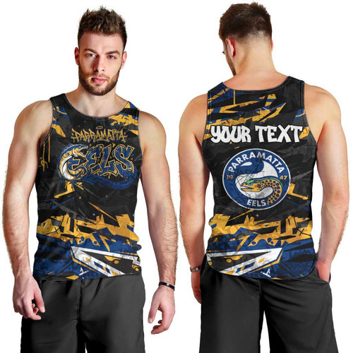 Personalized Parramatta Eels Men Tank Top Graffiti Grunge Abstract Urban Street Style Design