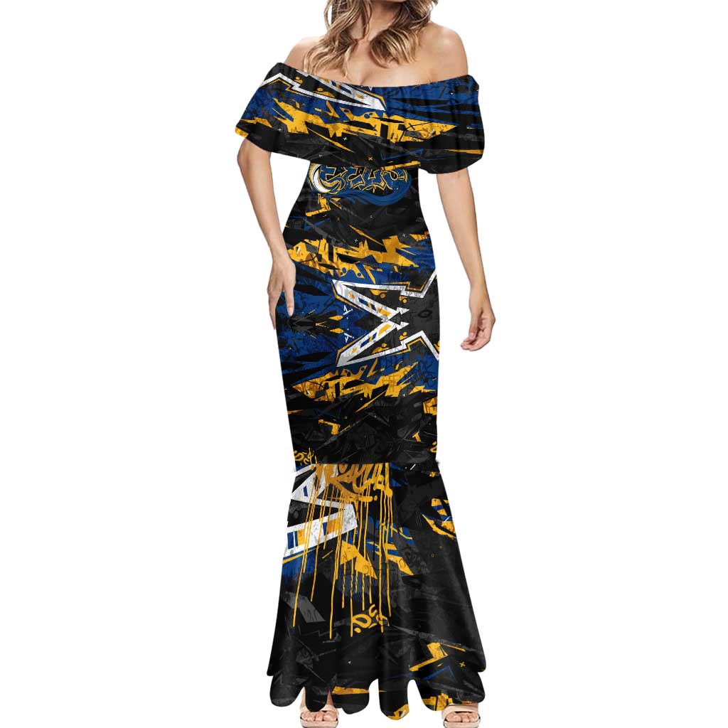 Personalized Parramatta Eels Mermaid Dress Graffiti Grunge Abstract Urban Street Style Design