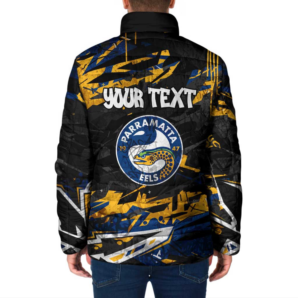 Personalized Parramatta Eels Padded Jacket Graffiti Grunge Abstract Urban Street Style Design