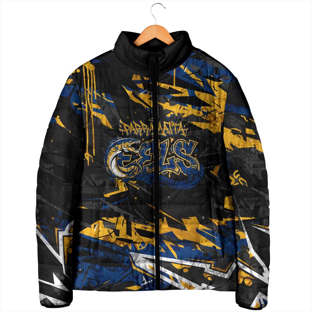 Personalized Parramatta Eels Padded Jacket Graffiti Grunge Abstract Urban Street Style Design