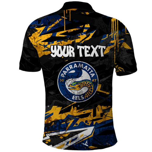 Personalized Parramatta Eels Polo Shirt Graffiti Grunge Abstract Urban Street Style Design