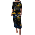Personalized Parramatta Eels Puletasi Graffiti Grunge Abstract Urban Street Style Design