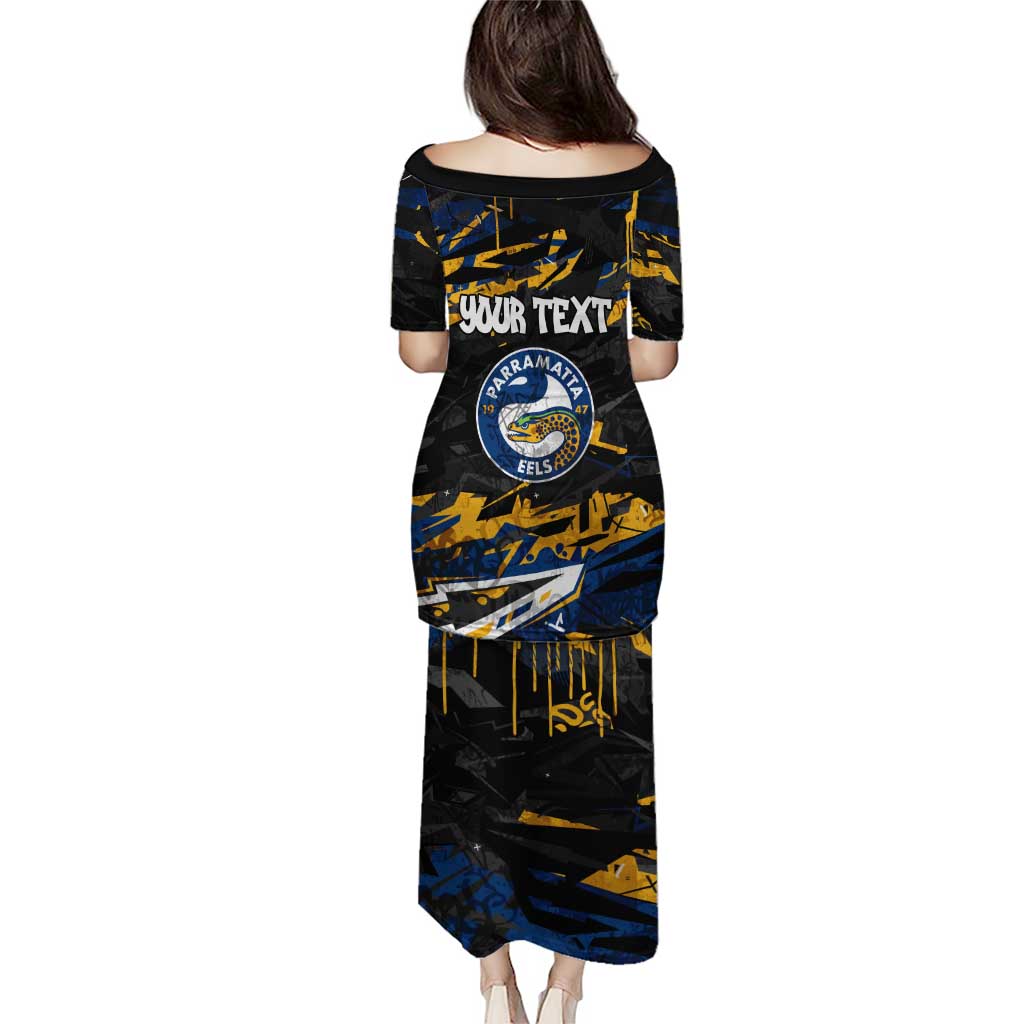 Personalized Parramatta Eels Puletasi Graffiti Grunge Abstract Urban Street Style Design