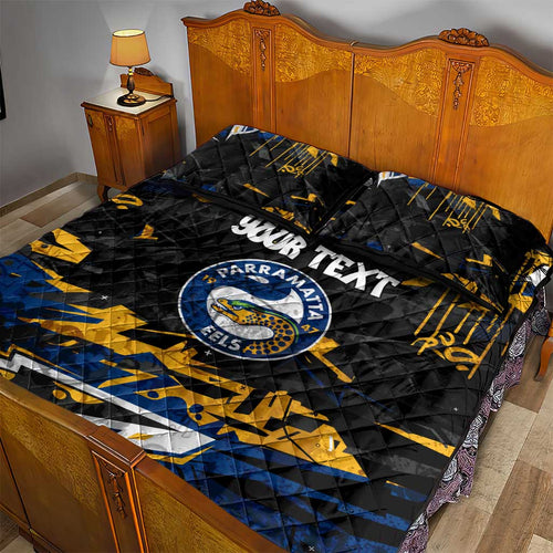 Personalized Parramatta Eels Quilt Bed Set Graffiti Grunge Abstract Urban Street Style Design