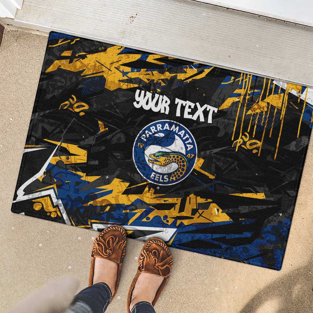 Personalized Parramatta Eels Rubber Doormat Graffiti Grunge Abstract Urban Street Style Design