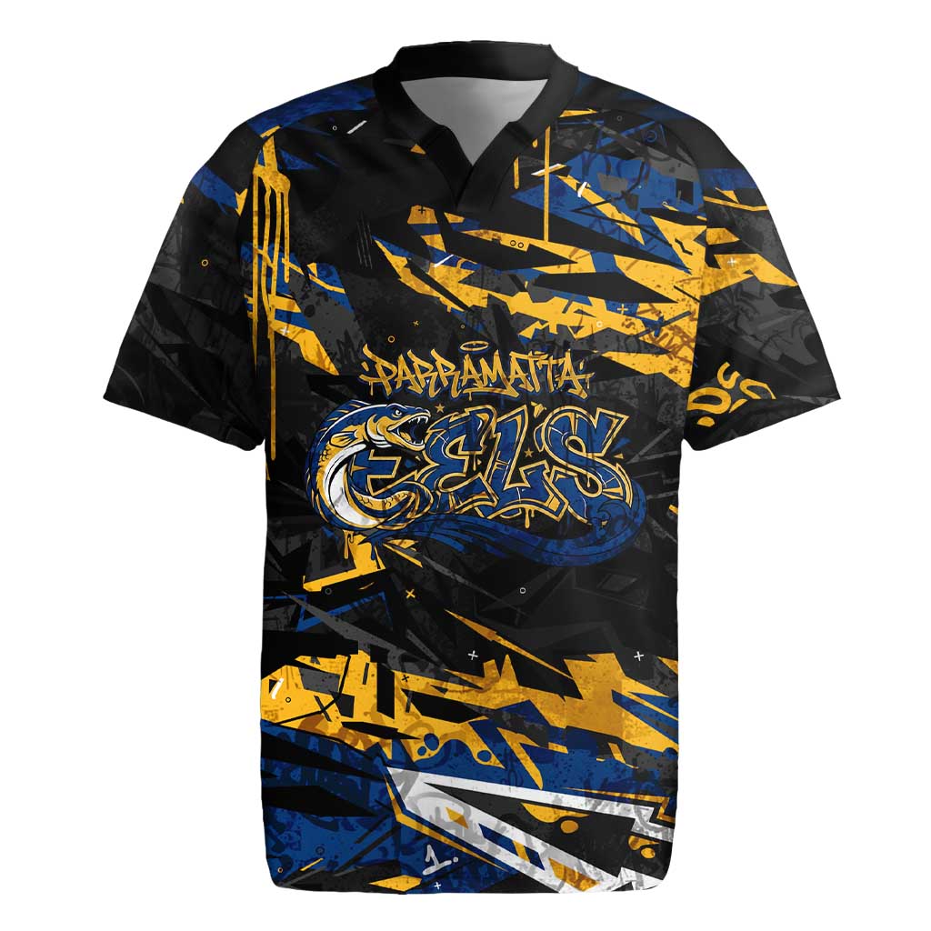 Personalized Parramatta Eels Rugby Jersey Graffiti Grunge Abstract Urban Street Style Design