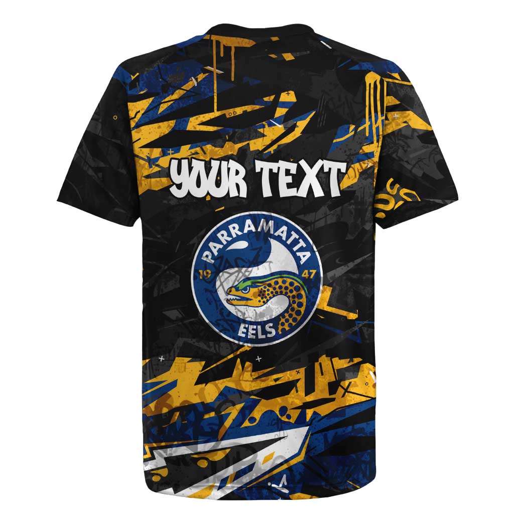 Personalized Parramatta Eels Rugby Jersey Graffiti Grunge Abstract Urban Street Style Design