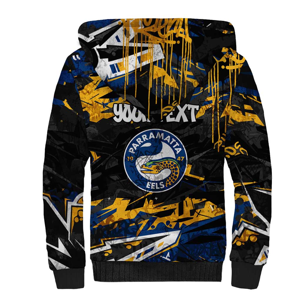 Personalized Parramatta Eels Sherpa Hoodie Graffiti Grunge Abstract Urban Street Style Design
