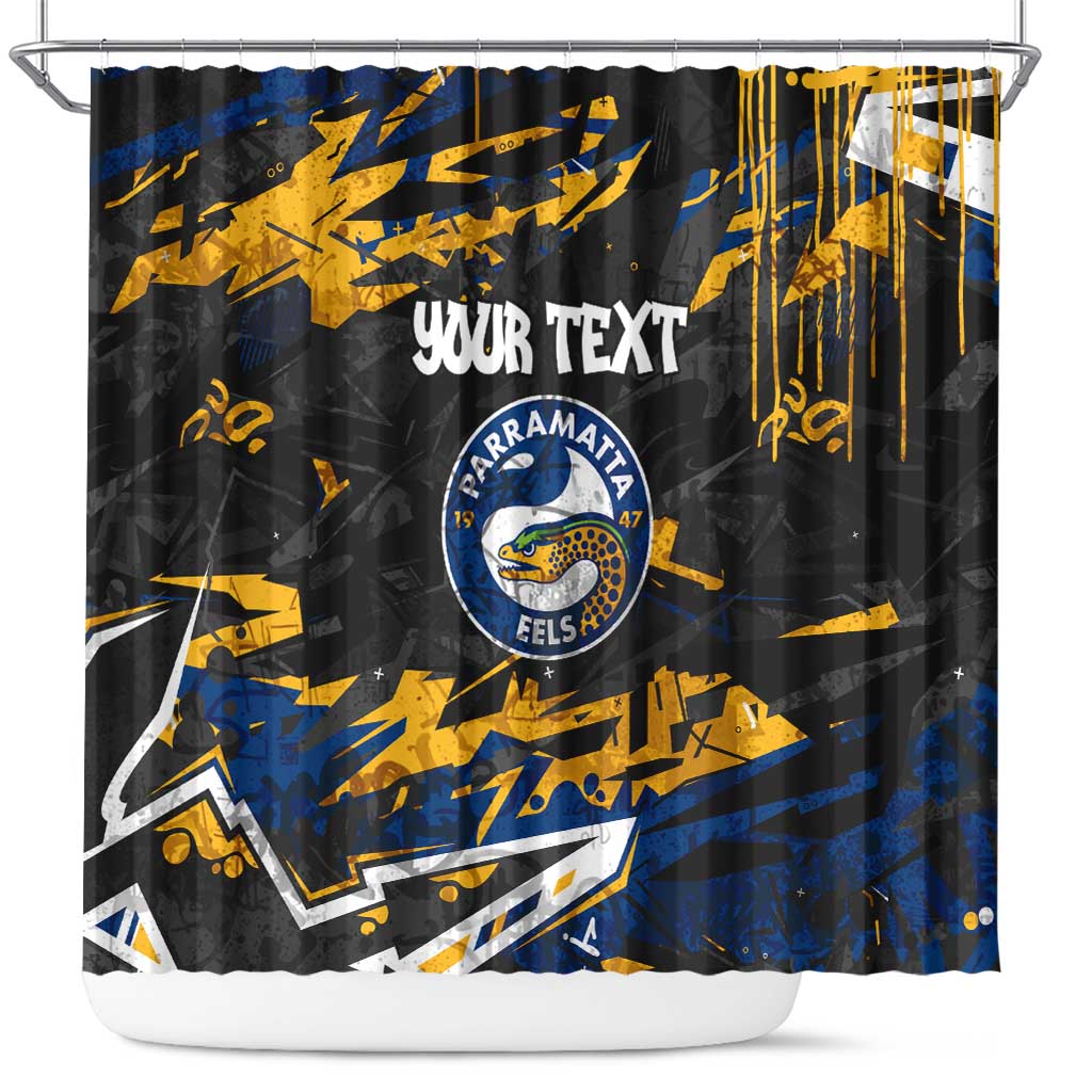 Personalized Parramatta Eels Shower Curtain Graffiti Grunge Abstract Urban Street Style Design