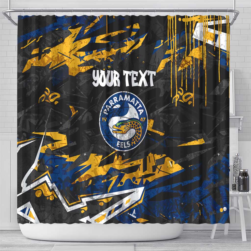 Personalized Parramatta Eels Shower Curtain Graffiti Grunge Abstract Urban Street Style Design