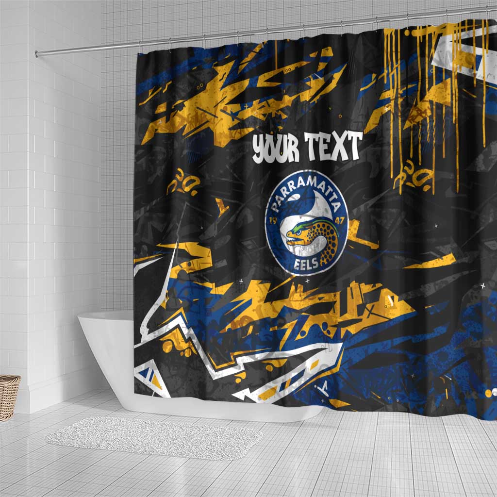 Personalized Parramatta Eels Shower Curtain Graffiti Grunge Abstract Urban Street Style Design